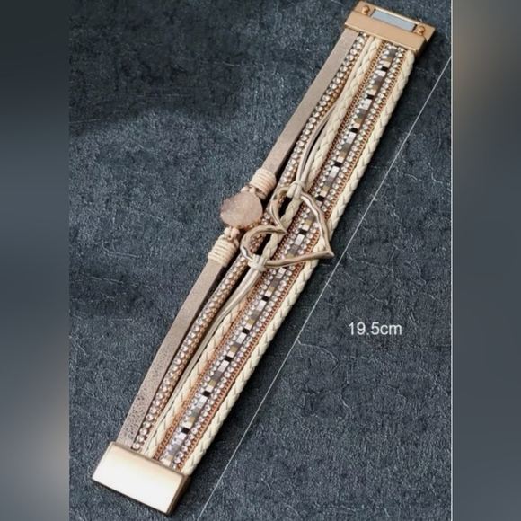 2/$40 NEW Gold Heart Multi-Layer Chunky Magnetic Bracelet Preppy Coquette (#036) - Picture 2 of 4